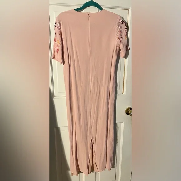 ASOS Pink Embroidered Cherry Blossom Maxi Dress W/Short Sleeves Women’s Size 8 - Picture 8 of 10